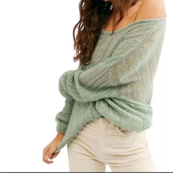 Free People Angel Soft Pullover Sweater Sage Green Medium - Picture 2 of 16